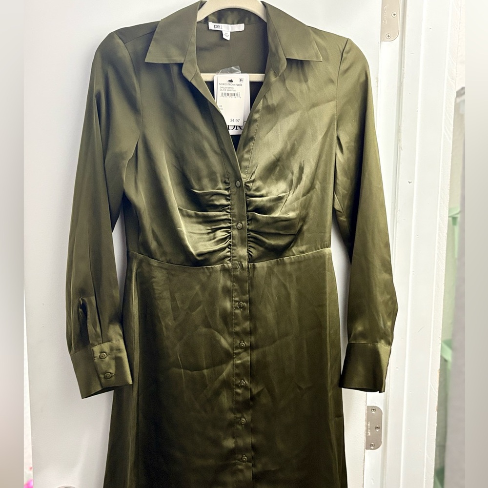 DR2 Satin Dress long sleeve in Olive Nordstrom Racks